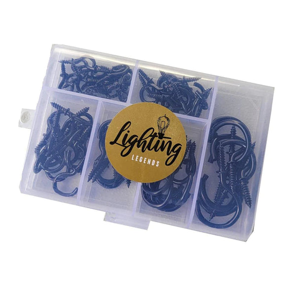 75 Pack Strong Black Screw Hooks - Ideal for String Lights
