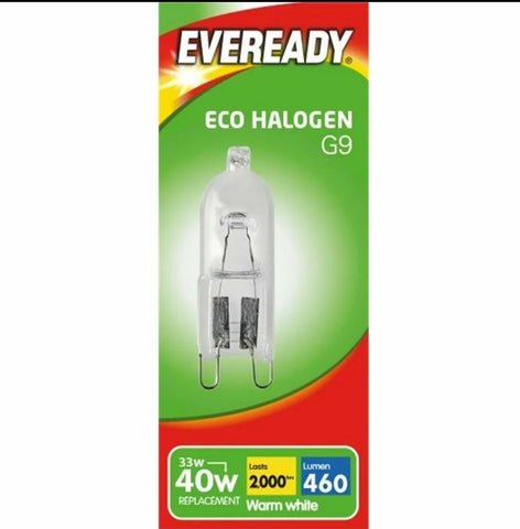 20 x G9 33w=40w EVEREADY DIMMABLE ENERGY SAVING bulbs Capsule (10 twin Packs) - Electrobright Ltd