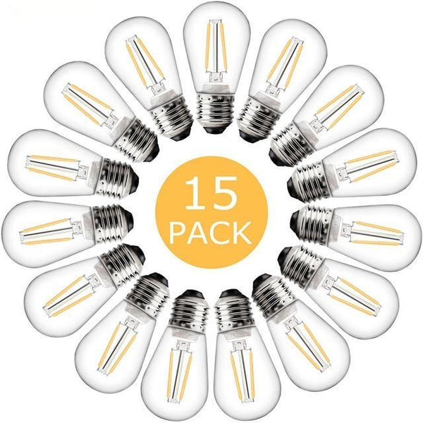 15 Pack Spare LED "Warm White" Garden Light Bulbs - IP65 Heavy Duty Lighting Legends for String Lights.