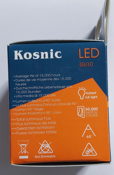 4 X KOSNIC TEC 4.5W GU10 LED DAYLIGHT WHITE NON DIMMABLE