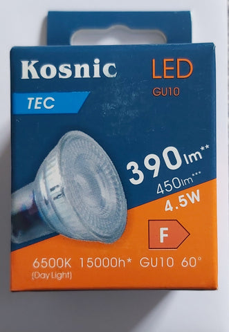 4 X KOSNIC TEC 4.5W GU10 LED DAYLIGHT WHITE NON DIMMABLE