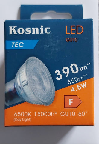2 X KOSNIC TEC 4.5W GU10 LED DAYLIGHT WHITE NON DIMMABLE