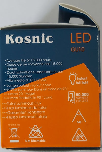 Kosnic GU10 LED Bulbs - Latest 4.5w Kosnic TEC leds  (Warm White, Day Light or Cool White) - Non Dimmable. Discount for larger qtys