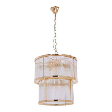 Salasco 2 Tier Gold Finish Glass Chandelier