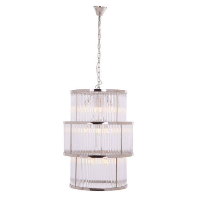 Salasco 3 Tier Nickel Finish Glass Chandelier