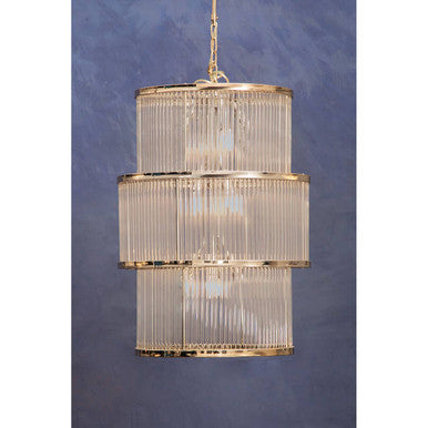 Salasco 3 Tier Nickel Finish Glass Chandelier