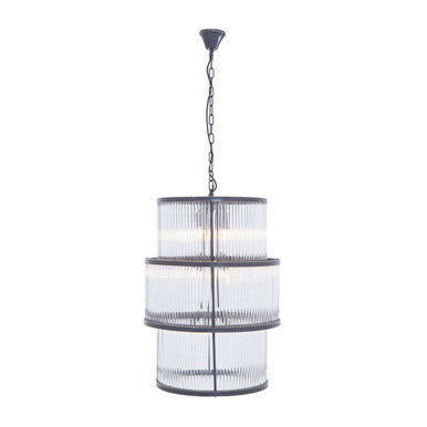 Salasco Black Finish 3 Tiered Glass Chandelier