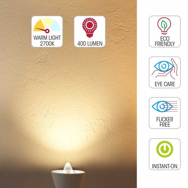 TEKLED
LED Filament C35 Candle Bulb E14 Small Edison Screw 4W - Flame Tip / 2700K Warm White / Pack of 6 or 10.