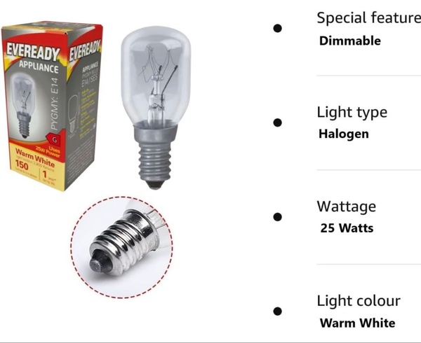 Eveready 2 x 25w Pygmy Light Bulb SES (E14) Appliance/Salt/Lava/Nightlight/Decorative/Signs - Warm White