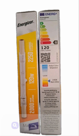 6 x Energizer LINEAR 118mm R7s 2250 Lumens Halogen Bulb 240V ( 120 W )  Dimmable