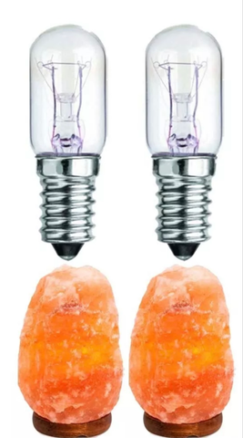 2 x 15w SES Himalayan Salt lamp Eveready bulbs screw fitting warm white dimmable.