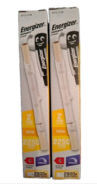 2 x Energizer LINEAR 118mm R7s 2250 Lumens Halogen Bulb 240V ( 120 W )  Dimmable