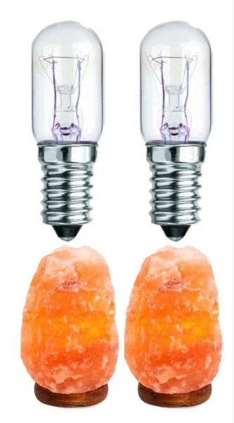 2 x 15w SES Himalayan Salt lamp Eveready bulbs screw fitting warm white dimmable.
