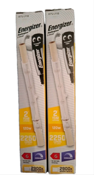 2 x Energizer LINEAR 118mm R7s 2250 Lumens Halogen Bulb 240V ( 120 W )  Dimmable