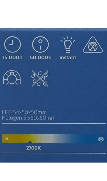 10 x PHILIPS 4.6W GU10 LED 2700K WARM WHITE 355lm 36º 4.6 Watt = 50 Watt F2