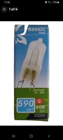 20 x KOSNIC 44W G9 LIGHT BULBS WARM WHITE AND DIMMABLE.NOTE THESE WILL GIVE EQUIVALENT TO 60W BRIGHTNESS.
