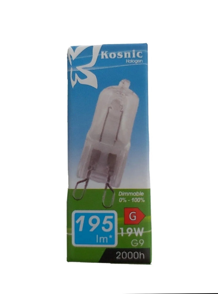 10 x KOSNIC 44W G9 LIGHT BULBS WARM WHITE AND DIMMABLE.NOTE THESE WILL GIVE EQUIVALENT TO 60W BRIGHTNESS HAL44CPL/G9