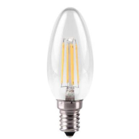 10x 4w Dimmable LED Filament Candle, B22, 2700K,Clear KDFL04CND/E27-CLR-N27 Warm
