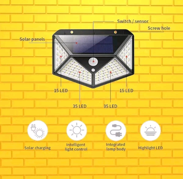 Super Bright 100 LED PIR Solar Motion Security Lights