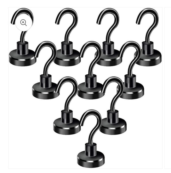 10 Pack Ultra Strong Black Magnetic Hanging Hooks