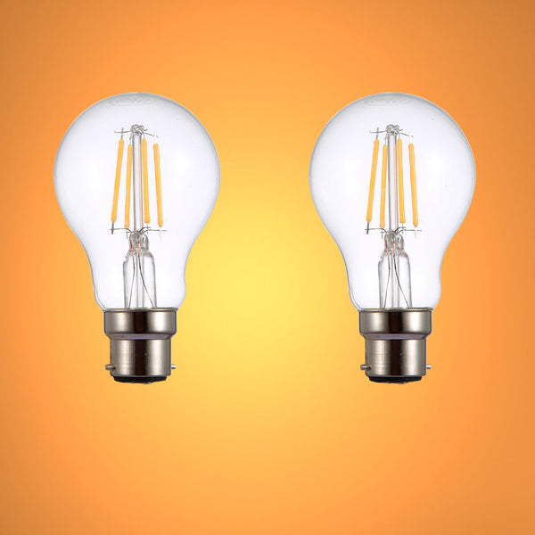 TEKLED
LED Dimmable Filament A60 GLS Bulb B22 Bayonet Cap 6.5W Warm White 2700K - Pack of 2 or 4