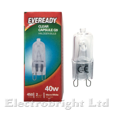 10x G9 40w Eveready Warm White DIMMABLE ENERGY SAVING bulbs Capsule Watt 240V - Electrobright Ltd