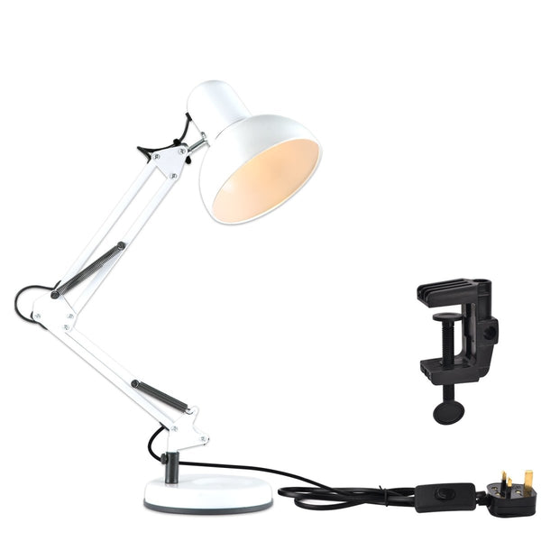 Tekled Led Desk Lamp Adjustable Swing Arm Replaceable E27 Edison Screw Bulb Holder Flexible Table Clamp For Bedside Reading Office Work Architects Students Swing Arm Green or selection of colours.