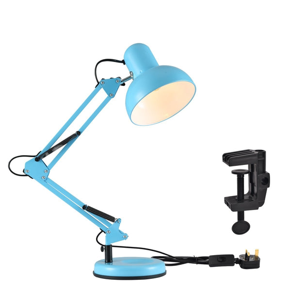 Tekled Led Desk Lamp Adjustable Swing Arm Replaceable E27 Edison Screw Bulb Holder Flexible Table Clamp For Bedside Reading Office Work Architects Students Swing Arm Green or selection of colours.