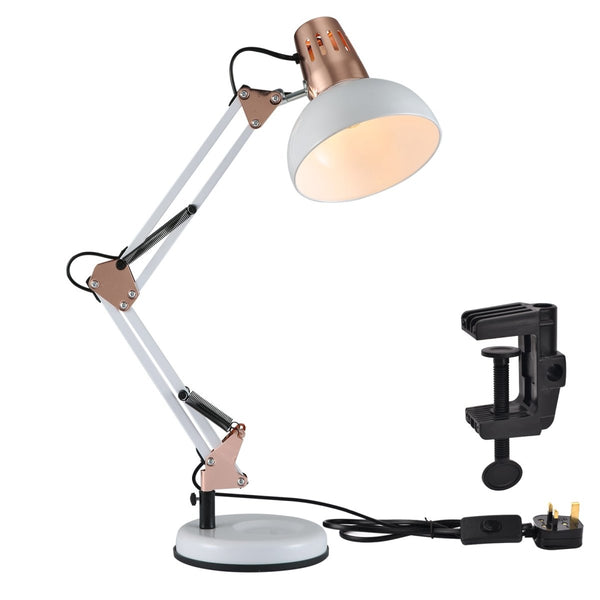 Tekled Led Desk Lamp Adjustable Swing Arm Replaceable E27 Edison Screw Bulb Holder Flexible Table Clamp For Bedside Reading Office Work Architects Students Swing Arm Green or selection of colours.