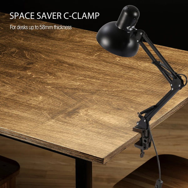 Tekled Led Desk Lamp Adjustable Swing Arm Replaceable E27 Edison Screw Bulb Holder Flexible Table Clamp For Bedside Reading Office Work Architects Students Swing Arm Green or selection of colours.