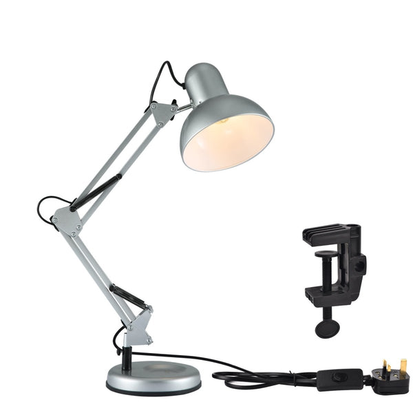 Tekled Led Desk Lamp Adjustable Swing Arm Replaceable E27 Edison Screw Bulb Holder Flexible Table Clamp For Bedside Reading Office Work Architects Students Swing Arm Green or selection of colours.