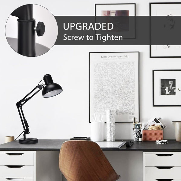 Tekled Led Desk Lamp Adjustable Swing Arm Replaceable E27 Edison Screw Bulb Holder Flexible Table Clamp For Bedside Reading Office Work Architects Students Swing Arm Green or selection of colours.