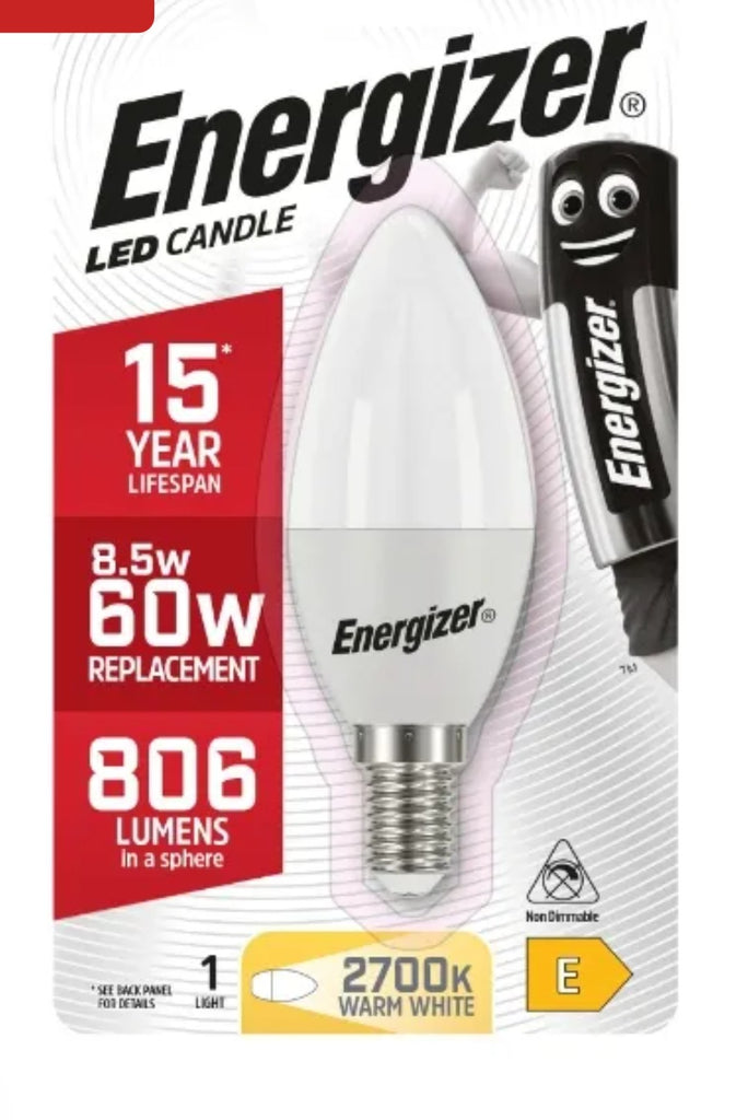 12 X S17360 Energizer LED Candle E14 (SES) 806lm 8.5W 2,700K (Warm White)