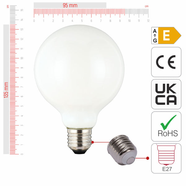 TEKLED
LED Bulb Dimmable Globe E27 6.5W 2700K Milky Glass Pack of 2 - G80 mm.