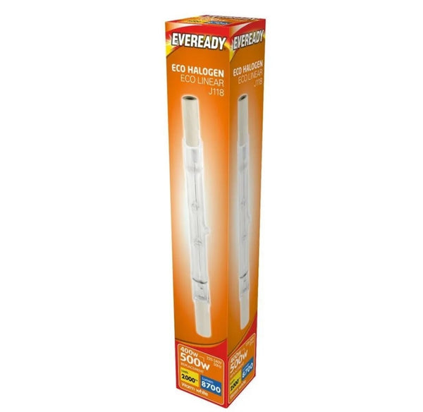 4 x R7 400W= 500w bightness Eveready branded Linear lamps warm white 118mm.