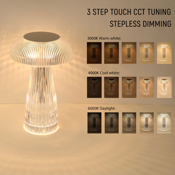 Tekled Mushroom-Shaped Lumi Crystal Touch: Rechargeable LED Table Lamp | Bedside Lamp