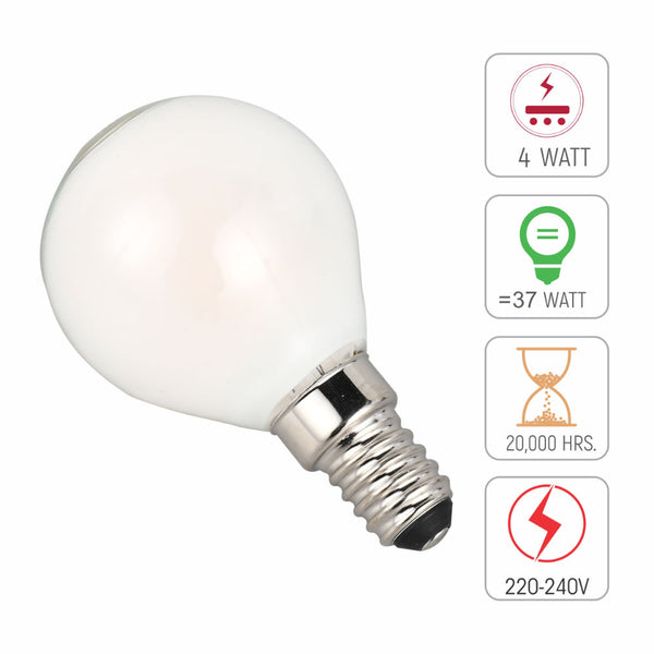 TEKLED
LED Bulb P45 E14 4W 2700K Milky Glass Pack of 4