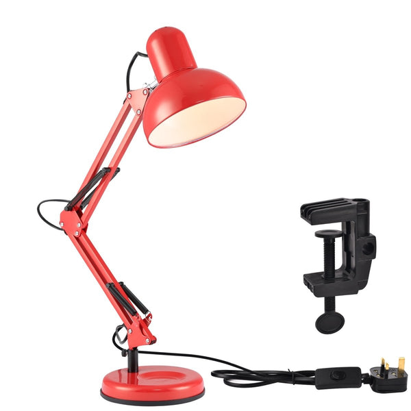 Tekled Led Desk Lamp Adjustable Swing Arm Replaceable E27 Edison Screw Bulb Holder Flexible Table Clamp For Bedside Reading Office Work Architects Students Swing Arm Green or selection of colours.