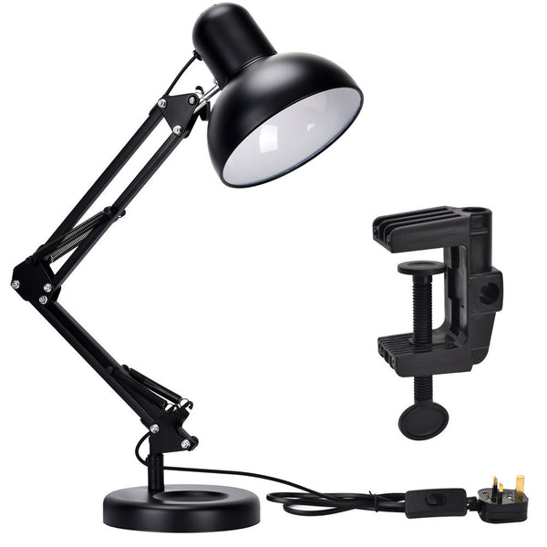 Tekled Led Desk Lamp Adjustable Swing Arm Replaceable E27 Edison Screw Bulb Holder Flexible Table Clamp For Bedside Reading Office Work Architects Students Swing Arm Green or selection of colours.