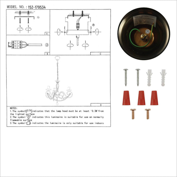 TEKLED
Antique Brass Finishing Metal Body French Candle Vintage Crystal Ceiling Light E14 - 3, 5 or 8 Candle