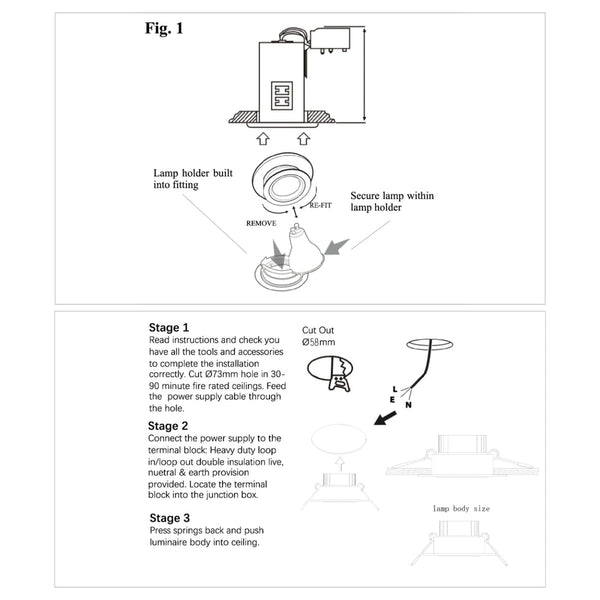 TEKLED
Fixed Pressed Steel Downlight IP20 GU10 Fitting - White, Chrome or Satin nickel