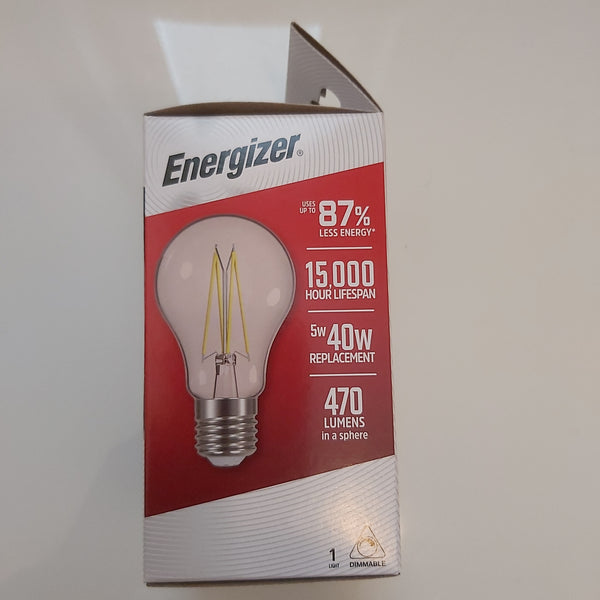 Energizer 5 Watt =40 Watt DIMMABLE LED GLS Filament 470 Lumen ES/E27 - Electrobright Ltd