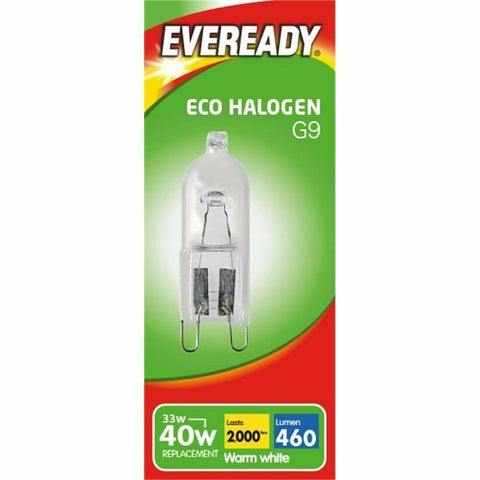5 x G9 33W Eveready Warm White ECO Halogen Clear DIMMABLE bulb Watt 240V Clear - Electrobright Ltd