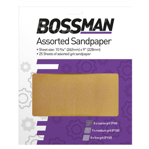 B2886 BMAN 25 SHEET ASSORTED SANDPAPER - Electrobright Ltd