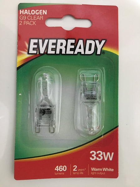 Eveready G9 33W=40W Eco Halogen light bulbs - 2 Bulb pack - Electrobright Ltd