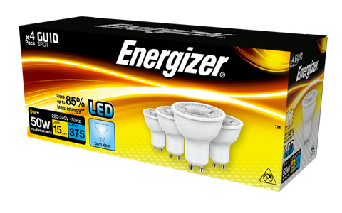 S14426 ENERGIZER LED GU10 375LM 5W 50° DAYLIGHT, PACK OF 4 - Electrobright Ltd