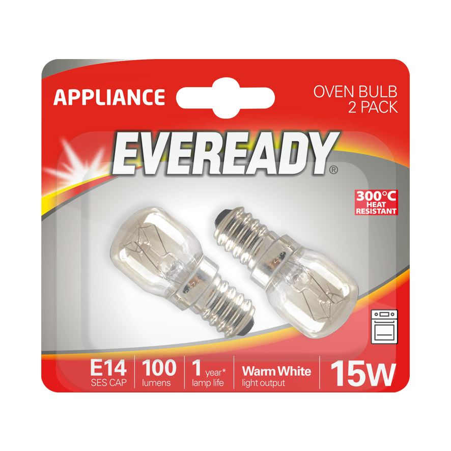 S1021 EVEREADY OVEN BULB LAMP 15W 220-240V E14 (SES), PACK OF 2 - Electrobright Ltd