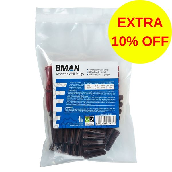 B2921 BMAN ASSORTED WALL PLUGS - Electrobright Ltd
