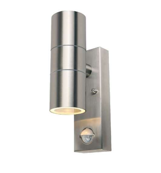 S8163 Powermaster IP44 Outdoor Twin PIR Light - Stainless Steel - Electrobright Ltd