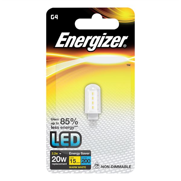 S8099 ENERGIZER HIGH TECH LED G4 200LM 2.2W WARM WHITE , PACK OF 1 - Electrobright Ltd